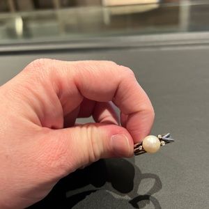 Pandora sterling silver, pearl, and diamond ring